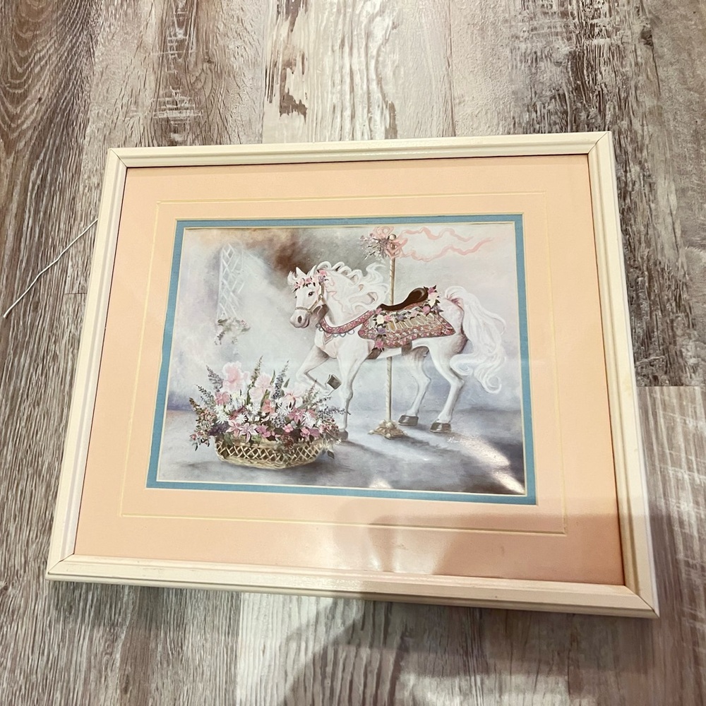 Elegant Framed carousel horse Art Print